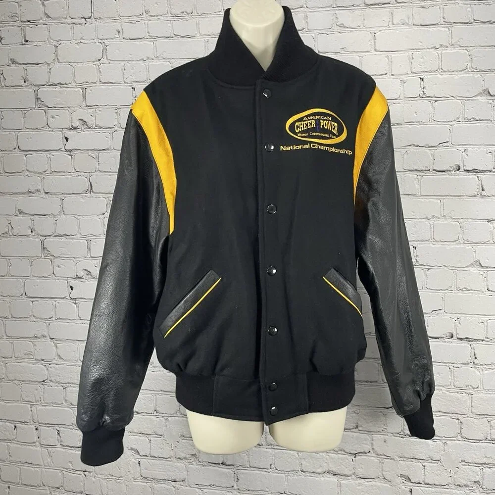 American Cheer Power Wool Leather National Champion Varsity Jacket Size Small S